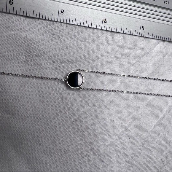 Silver and black enamel pendant necklace - Picture 7 of 7